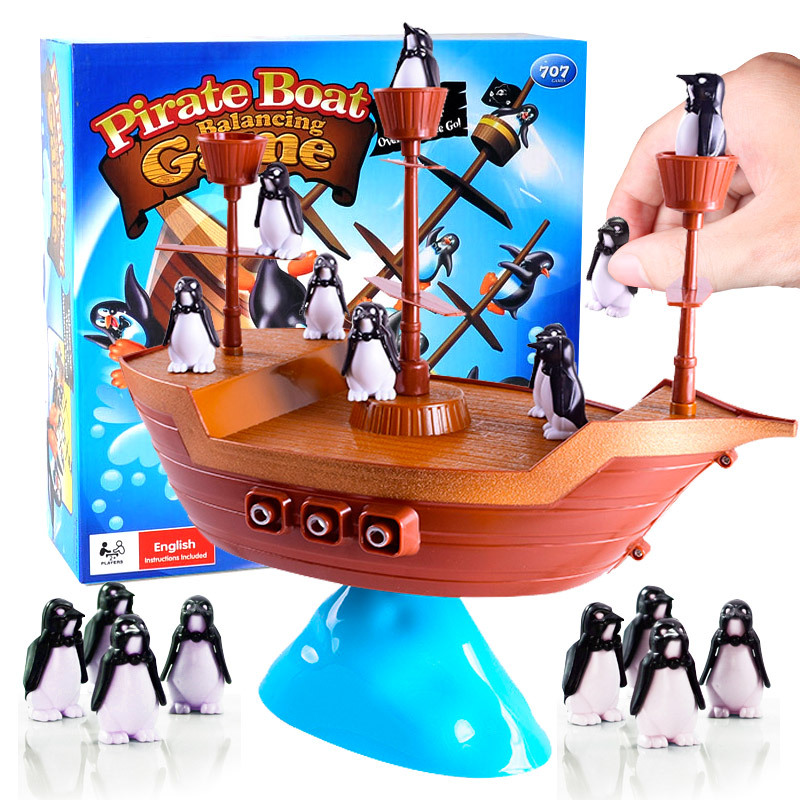 Juguete DE LOS NIÑOS pingüinos equilibrio Barco Pirata diversión emocionante padre-niño iluminación interactivo ocio juego de escritorio