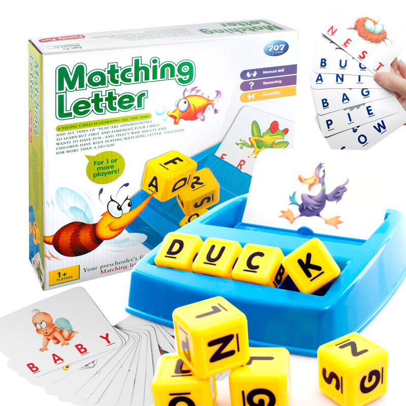 707-18 juguetes para niños Juego de mesa cartas coinciden con palabras Happy Learning English educación temprana interacción entre padres e hijos