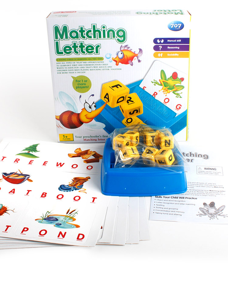 707-18 juguetes para niños Juego de mesa cartas coinciden con palabras Happy Learning English educación temprana interacción entre padres e hijos
