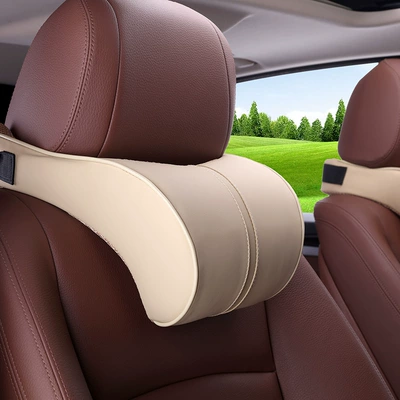 Cross-Border Car Headrest Cushion Lumbar Headrest - headrest-clip-clause-beige