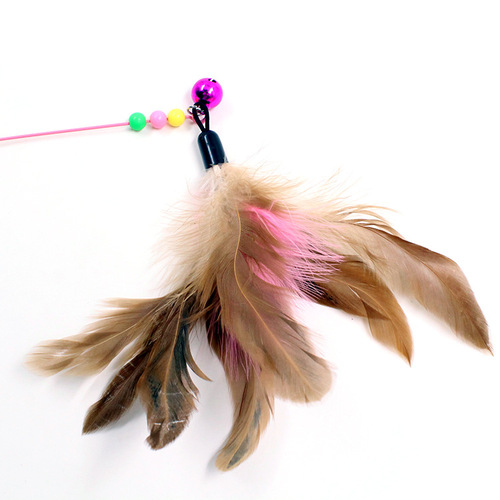 Factory direct sales classic cat funny rod steel wire feather bite resistant cat funny rod pet cat toy supplies wholesale