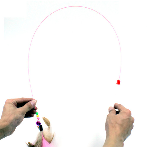 Factory direct sales classic cat funny rod steel wire feather bite resistant cat funny rod pet cat toy supplies wholesale