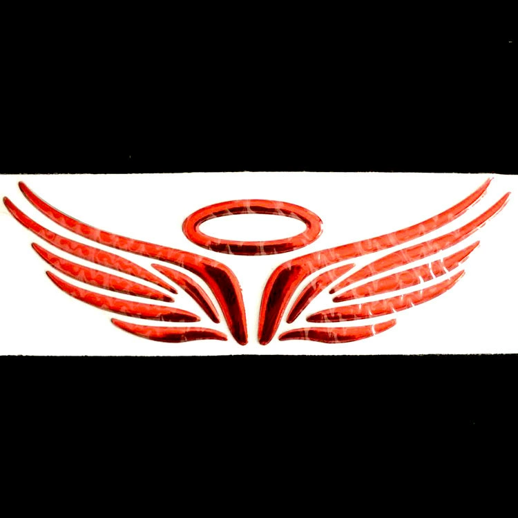 3D-пВХ наклейка на автомобиль Angel Wings с ореолом, отражающий водонепроницаемый эмблема, 16×5 см