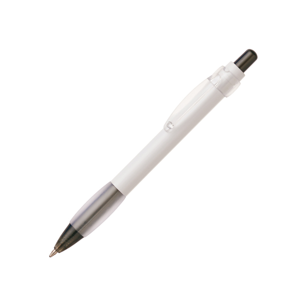 Bolígrafo de comercio exterior con cuerpo transparente, funda protectora blanca, bolígrafo retráctil, bolígrafo publicitario, bolígrafo de regalo, venta al por mayor del fabricante.