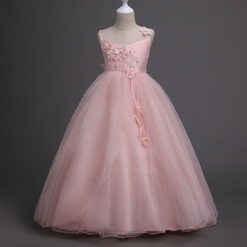 Girls' Formal Dress Netting Princess Dress Flower Dress Flower Child Long Dress Piano Performance Suit