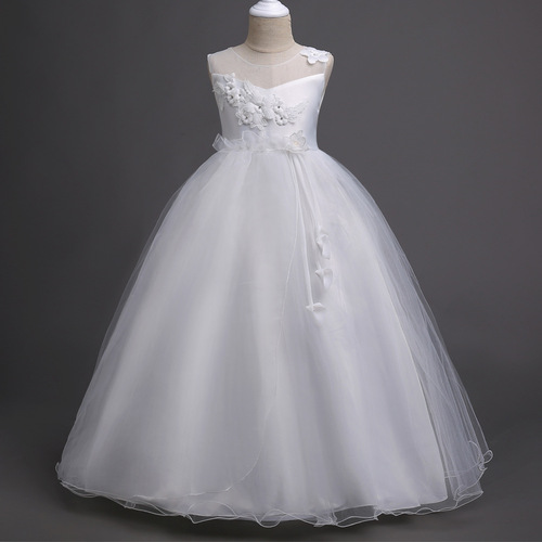Girls' Formal Dress Netting Princess Dress Flower Dress Flower Child Long Dress Piano Performance Suit