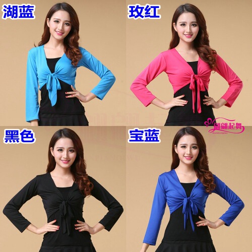 Square dance clothing new middle-aged and elderly fitness sports dance clothes performance clothes tops long-sleeved shawl dance clothes