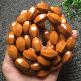 高油性六菱橄榄核手串素串50颗念珠六面素珠椭圆珠