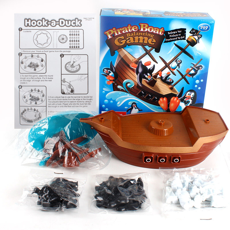 Juguete DE LOS NIÑOS pingüinos equilibrio Barco Pirata diversión emocionante padre-niño iluminación interactivo ocio juego de escritorio