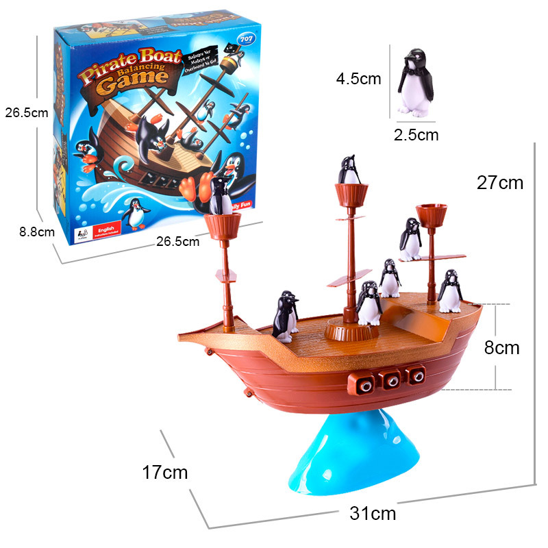 Juguete DE LOS NIÑOS pingüinos equilibrio Barco Pirata diversión emocionante padre-niño iluminación interactivo ocio juego de escritorio