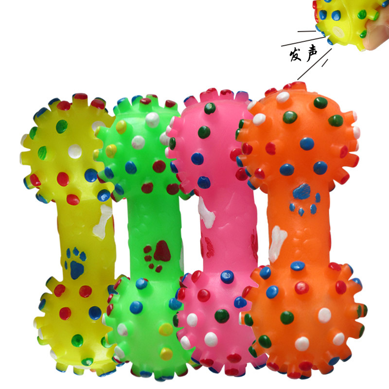 Vinyl massage feet pricking dumbbell pet sound toy grinding teeth cleaning cat dog toy