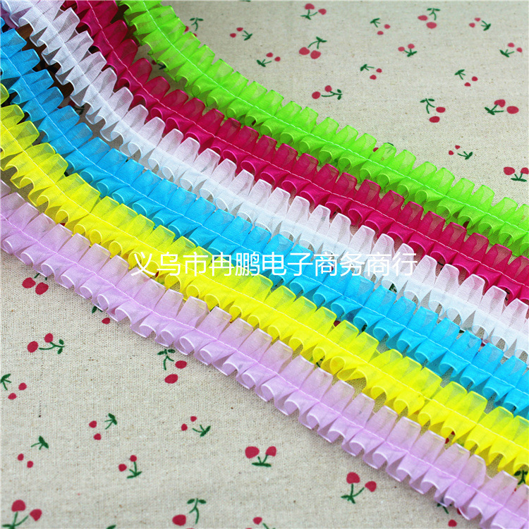 2.5CM雪纱花边蕾丝花边辅料花边刺绣手工DIY花边宽裙子花边拼接