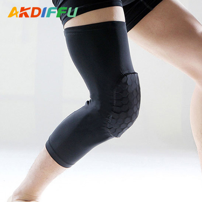Nueva frontera larga corta almohadilla de la rodilla de nido de abeja Nylon lycra rodillera de color rodillera canasta de voleibol deportes rodillera