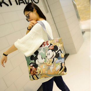 Cartoon knitted capacious one-shoulder bag, shopping bag, direct factory sales