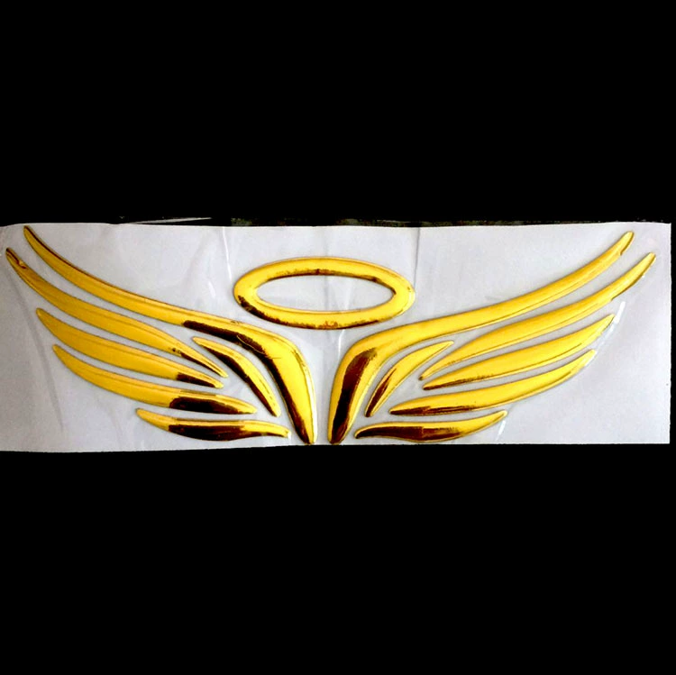 3D-пВХ наклейка на автомобиль Angel Wings с ореолом, отражающий водонепроницаемый эмблема, 16×5 см