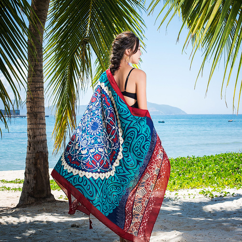 Thickened Twill Cotton Printed Ethnic Style Scarf Air Conditioning Warmth Ladies Variety Anti-sunshade Shawl Silk Scarf