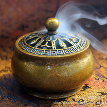 黄铜雪花金带盖钵式香炉 欧式花纹盖手炉 《现货香炉》