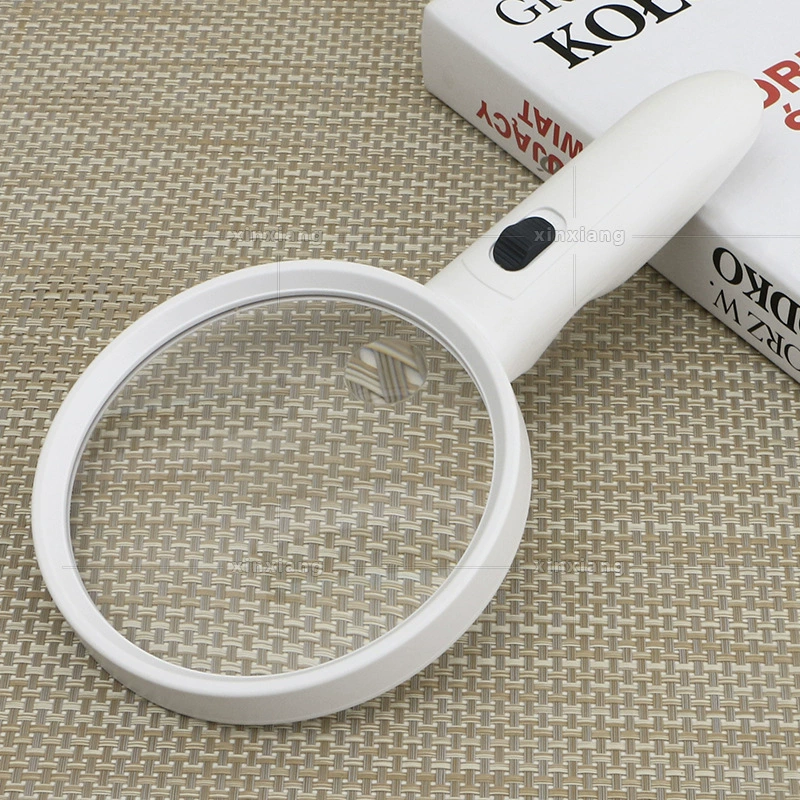 Бытовая очень большая пластиковая ручная Лупа идентификация античный наблюдение и просмотр 4LED два кратных 6B-9