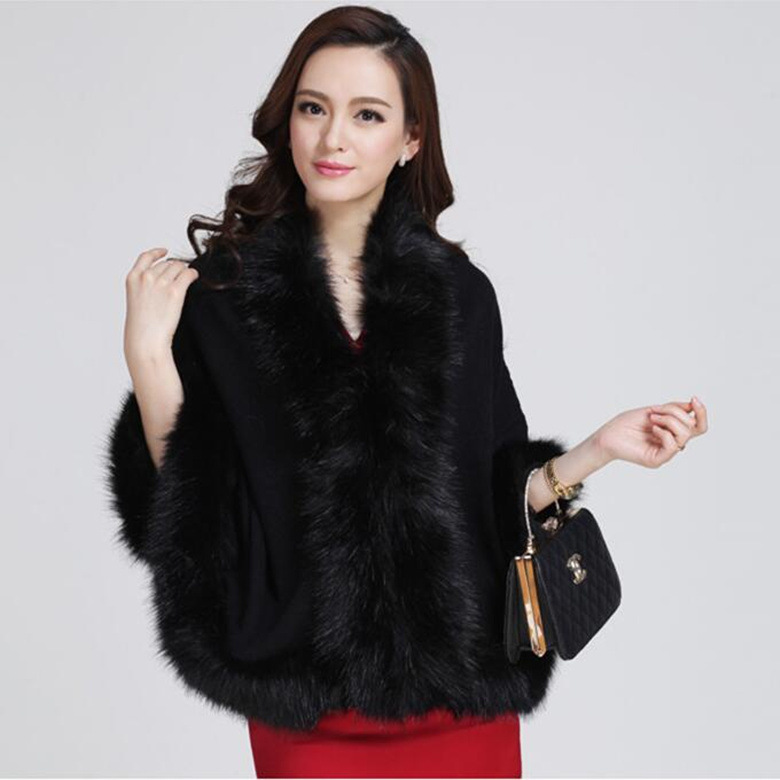 Autumn and Winter New Women's Large Size Sweater European and American Loose Faux Fox Fur Coat Cross-border Solid Color Fur Cape Shawl Autumn and Winter New Women's Large Size Sweater European and American Loose Faux Fox Fur Coat Cross-border Solid Color Fur Cape Shawl