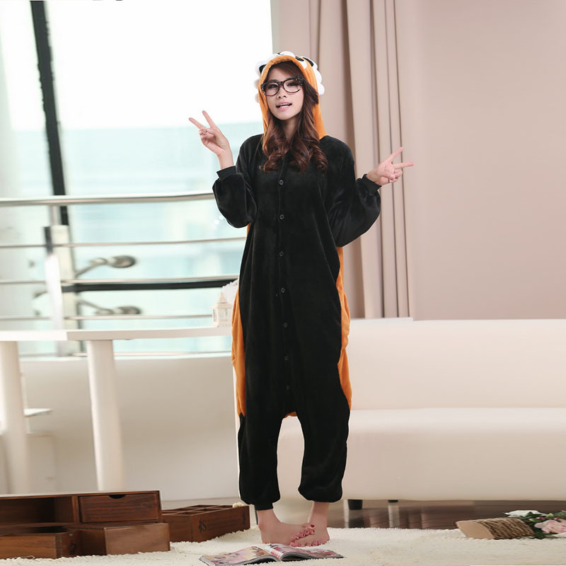 FUENTE Fábrica al por mayor pareja niños de dibujos animados animal de una sola pieza pijamas de franela Otoño e Invierno engrosada dinosaurio cálido