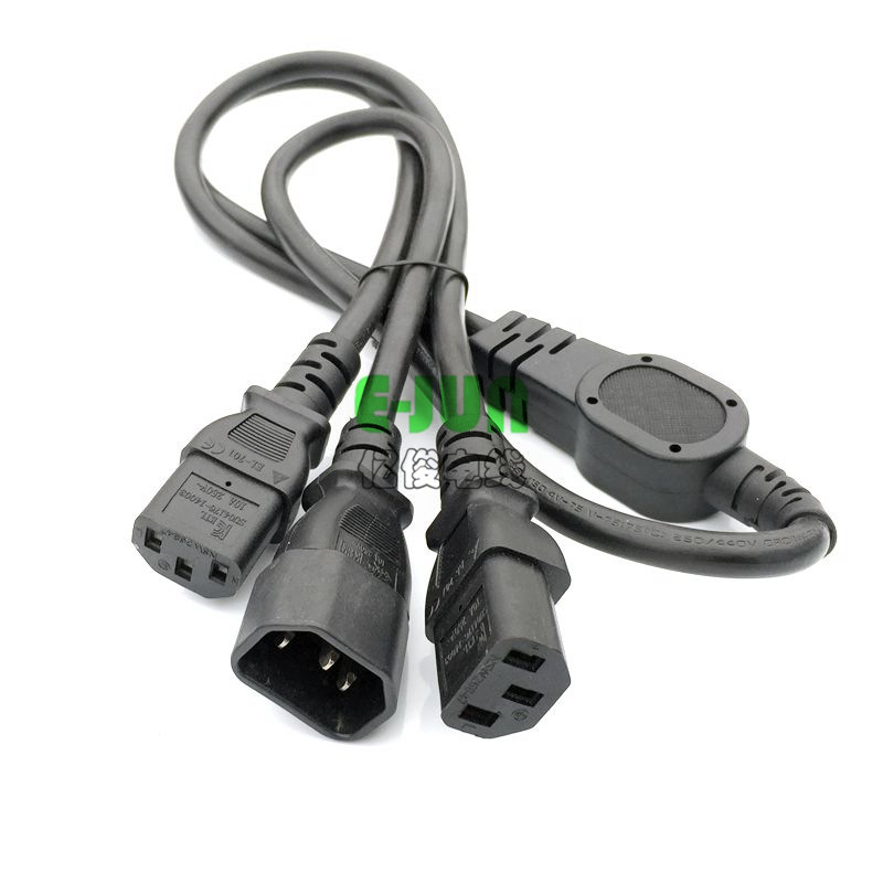 C13转C14品字公一分二电源线一出二品字尾一拖三显示器主机插头线