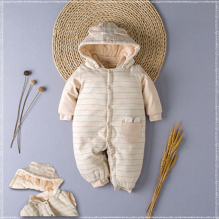 童装彩棉婴幼儿衣服新生儿保暖连体衣加厚儿童哈衣爬服秋冬款清仓