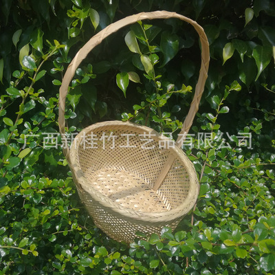 竹编手提镂空篮粽子篮水果吊花篮编织鸡蛋篮源头厂家批发|ms