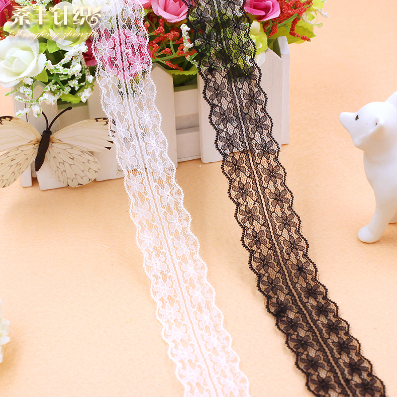 现货手工diy辅料 经典六叶花3公分双边无弹蕾丝花边