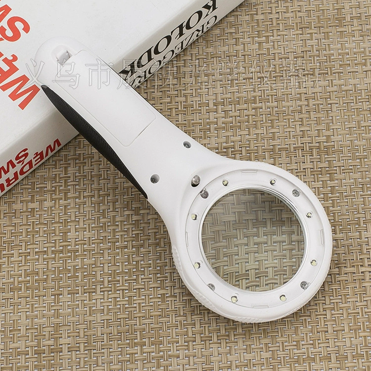 Ручные 8 светодиодных фонарей с кольцом, противоскользящей ручкой, оптическое увеличительное стекло для чтения высокой четкости 9586