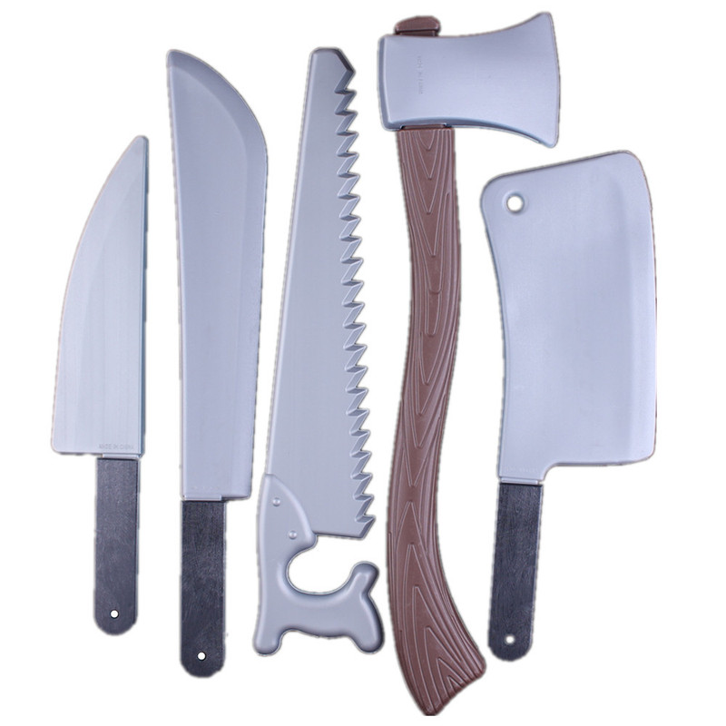 Ghost Festival Halloween Supplies Horror Bar Performance Equipment Plastic Large Kitchen Knife Saw Sharp Knife Ax Props