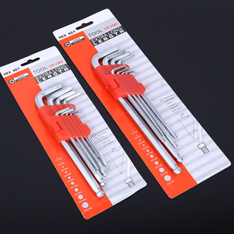 厂价批发内六角球头扳手中长加长亚光九件套内六角扳手套装工具