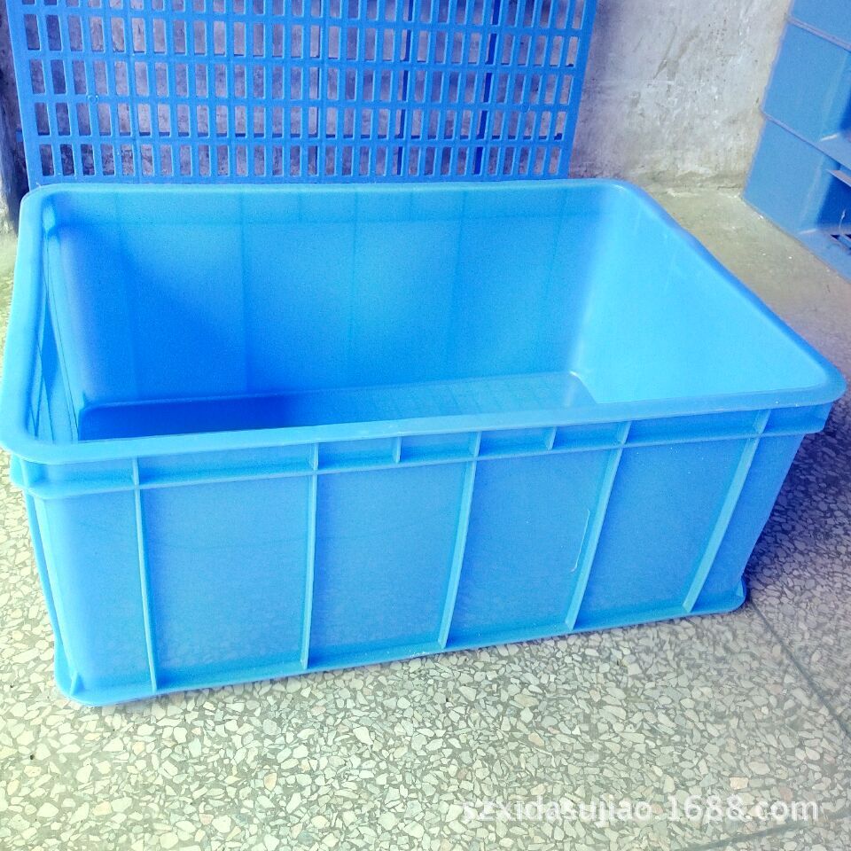 厂家批发 600*500*400 大号塑料周转框 全新料蓝色塑料箱子