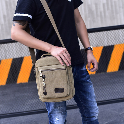 Men's crossbody bag canvas multi-compartment portable casual travel bag business men's shoulder bag fashionable men's bag 7007