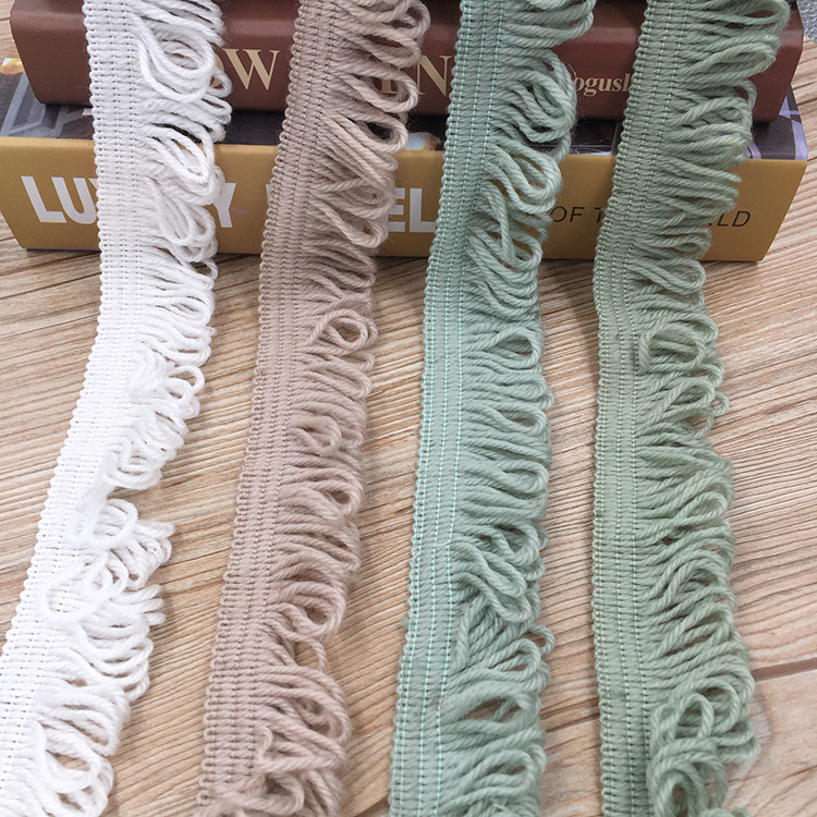 厂家直供 40mm宽 时尚毛线排须流苏服装配饰配件纺织辅料花边织带