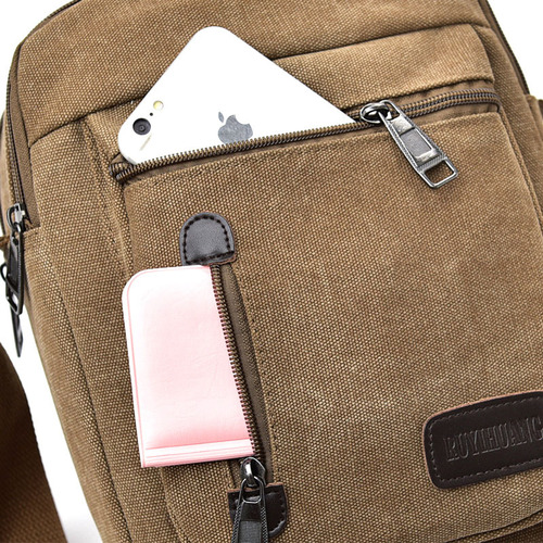 Men's crossbody bag canvas multi-compartment portable casual travel bag business men's shoulder bag fashionable men's bag 7007