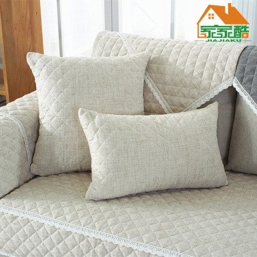 New linen solid color quilted simple fabric sofa cushion cushion non-slip sofa cover wholesale manufacturer one piece drop shipping