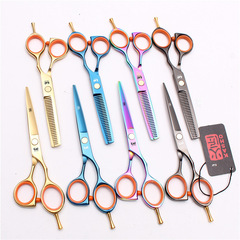 Firesmith 5.5 inch single tail hand-shaped multi-color hairdressing scissors straight cut toothed scissors barber scissors strip scissors bangs 
