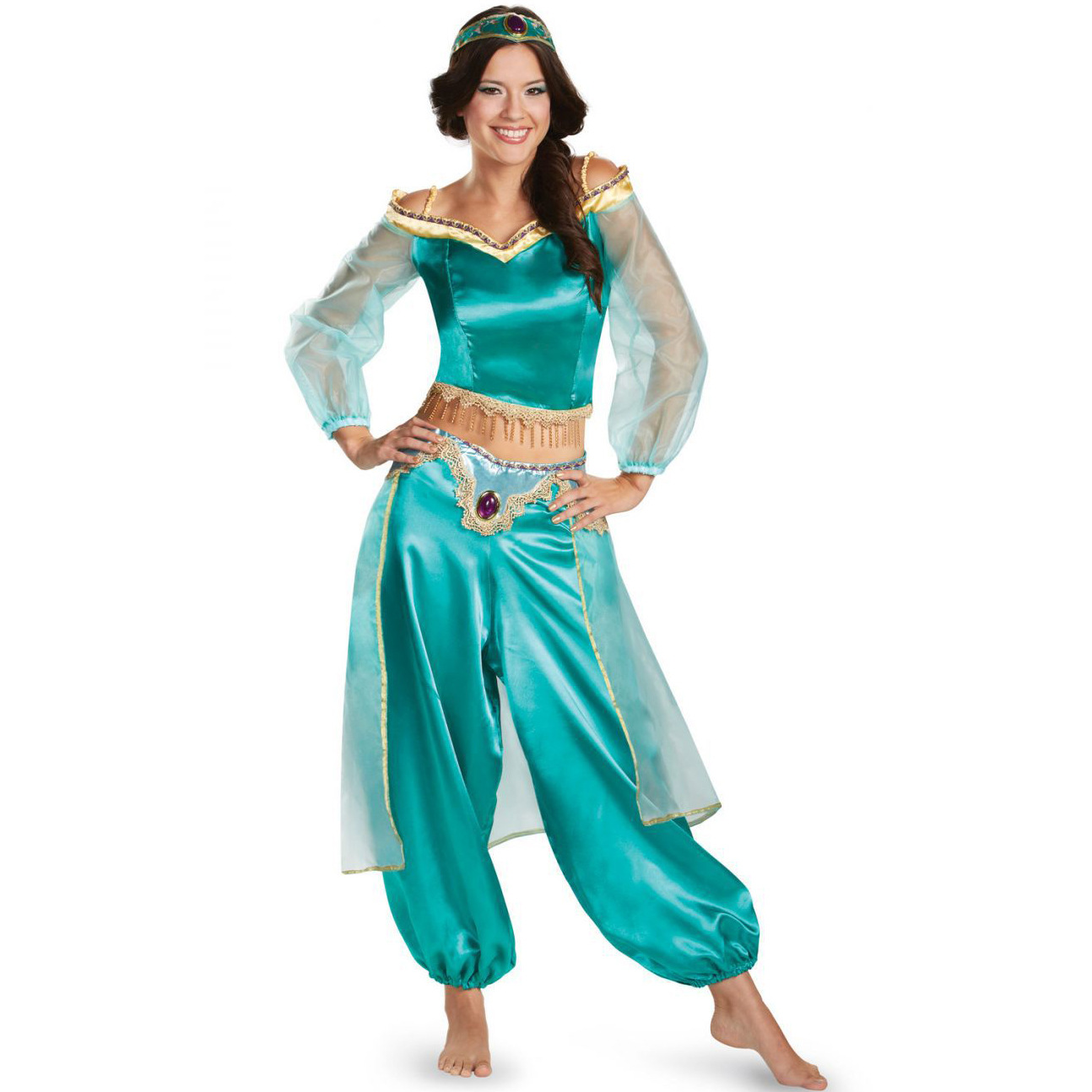 M-XXL Aladdin magic lamp Jasmine princess dress COS game uniform Halloween costume cosplay costume