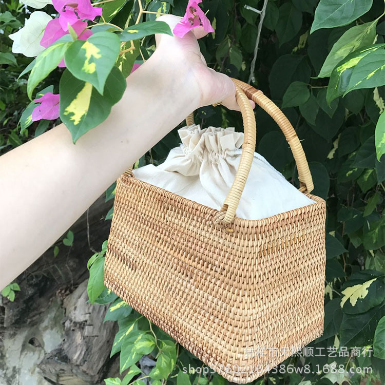 모든 등나무 가방 베이지 "스몰 사이즈"