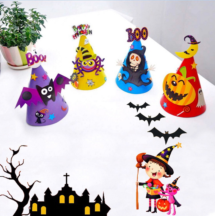Suministros de Halloween de papel de dibujos animados sombrero de los niños juguetes de Halloween decoraciones sombrero al por mayor