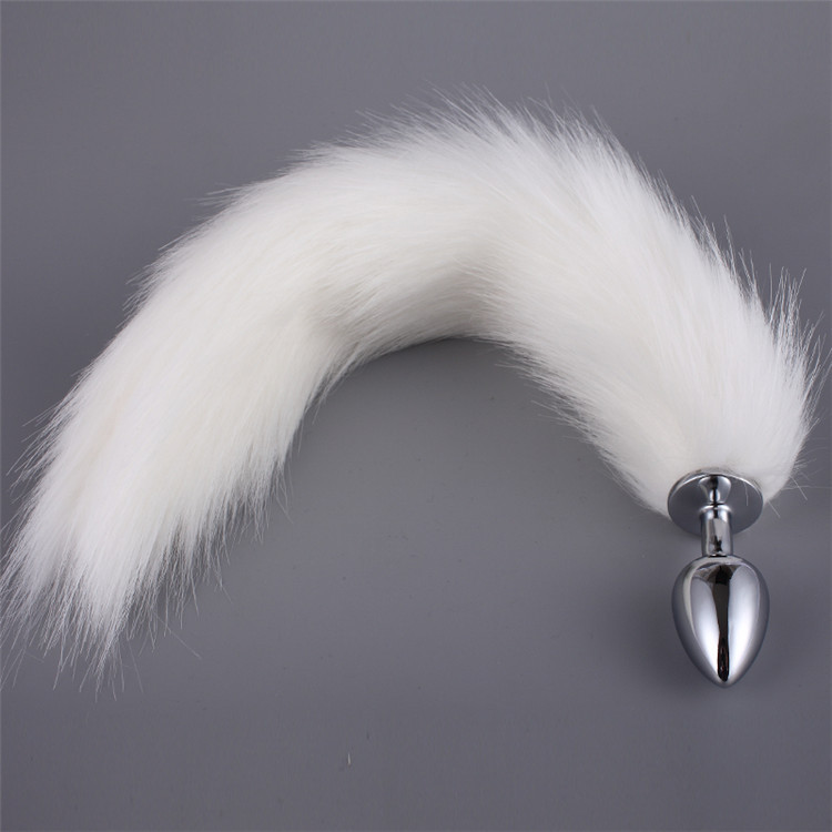 Yuequ Factory Artificial Fur Anal Plug Tail Couple Sex Toy Silver Fox Large Small Pure White