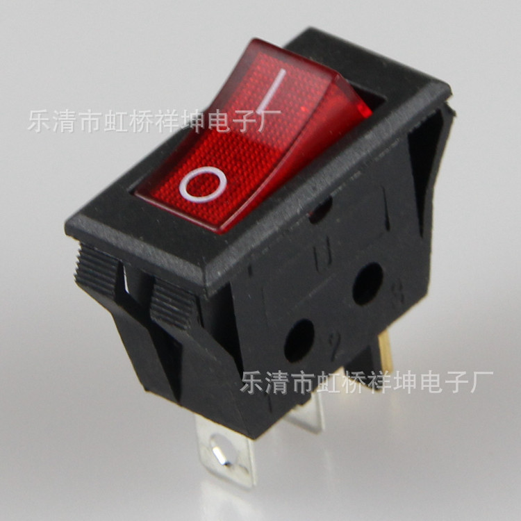 厂家直销船型开关 KCD3 双卡两档三脚带灯 电热锅 电炒锅开关全铜