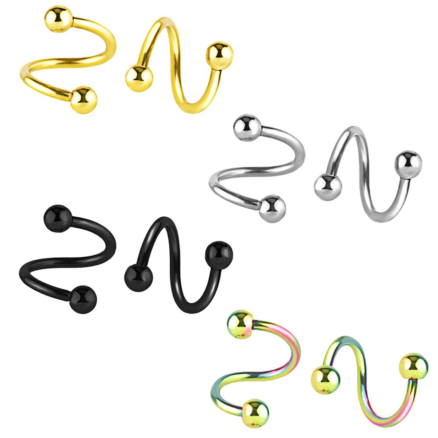 Amazon European and American Stainless Steel S-shaped Earrings Color Nose Nails Special-shaped Titanium Steel Lip Nails Body Piercing Jewelry