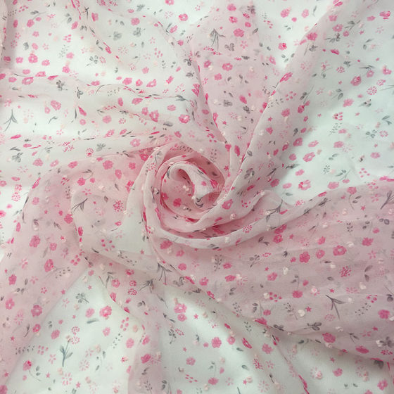 Spot supply floral dress fabric floral jacquard chiffon fabric polyester chiffon printed fabric