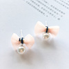 Fuchsia advanced cute earrings from pearl with bow, wide color palette, high-quality style, simple and elegant design