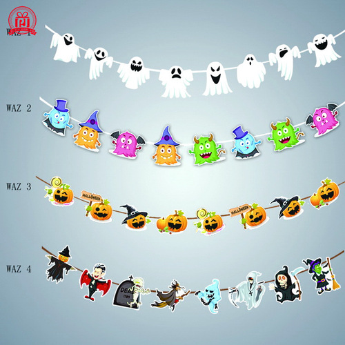 Simple Halloween Decorations Paper Pull-up Banner for Shopping Malls Bars KTV Renovation Supplies Halloween Pull-up Banner Wholesale