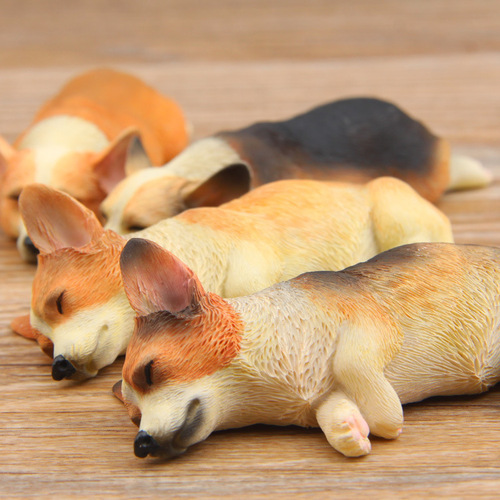 Warm Series Sleepless Series Large Corgi Model Super Cute Shiba Inu Figure Refrigerator Magnet Doll