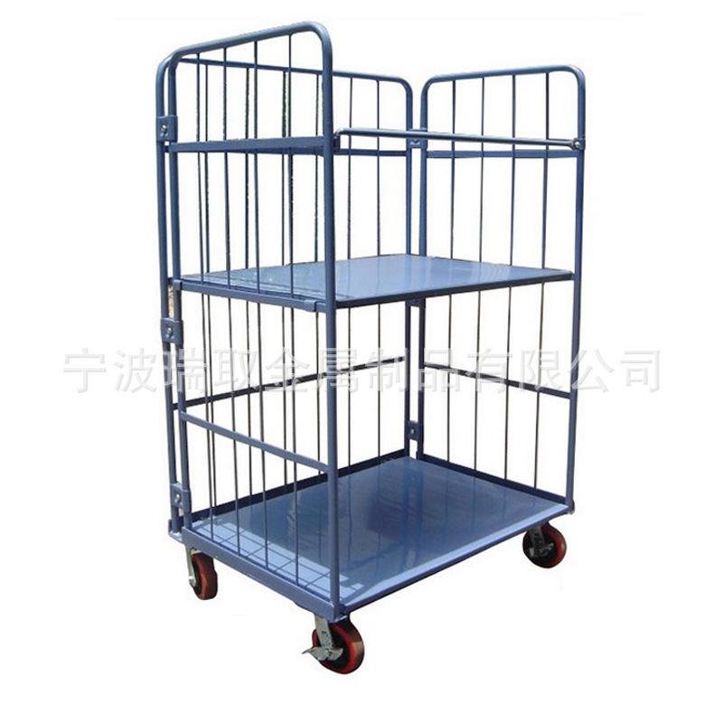 物流台车可折叠搬运捡货双开门仓储笼铁筐重型周转拆装超市分拣车