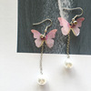 Fuchsia advanced cute earrings from pearl with bow, wide color palette, high-quality style, simple and elegant design