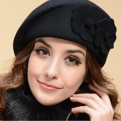 Winter New Woolen Nick Flower Beanie Pepper Breathable Small Chili Jingjing Same Style Women's Formal Hat Air Hostess Hat Wholesale